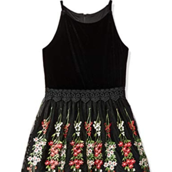 Amy Byer Holiday Fit and Flare Mesh Dress - Picture 1 of 3